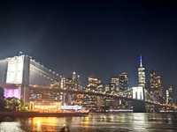 NYC Bridge & Skyline- Night Panorama